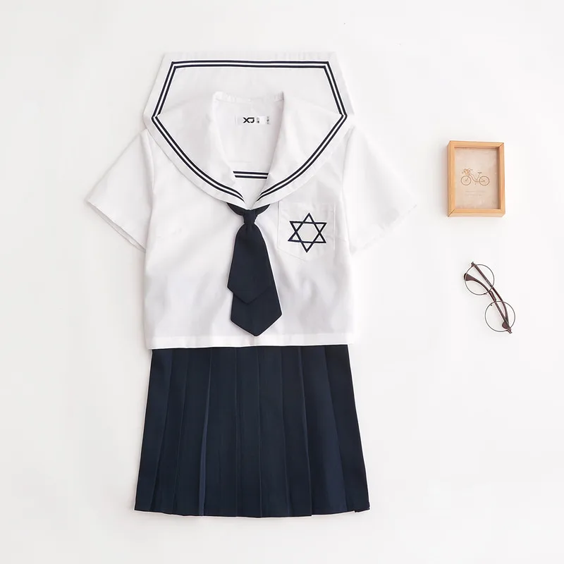 Для подростков обувь для девочек Японский Корейский школьная JK студент форма сладкий 2 шт./компл. плиссированная юбка блузка Костюм Моряка