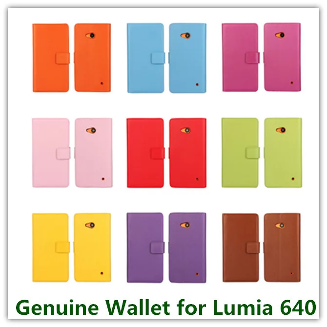 

1PCS Fashion Red Genuine Leather Slot Stand Pouch Folding Wallet Purse Case for Microsoft Lumia 640 ID Card Holder Phone Bag