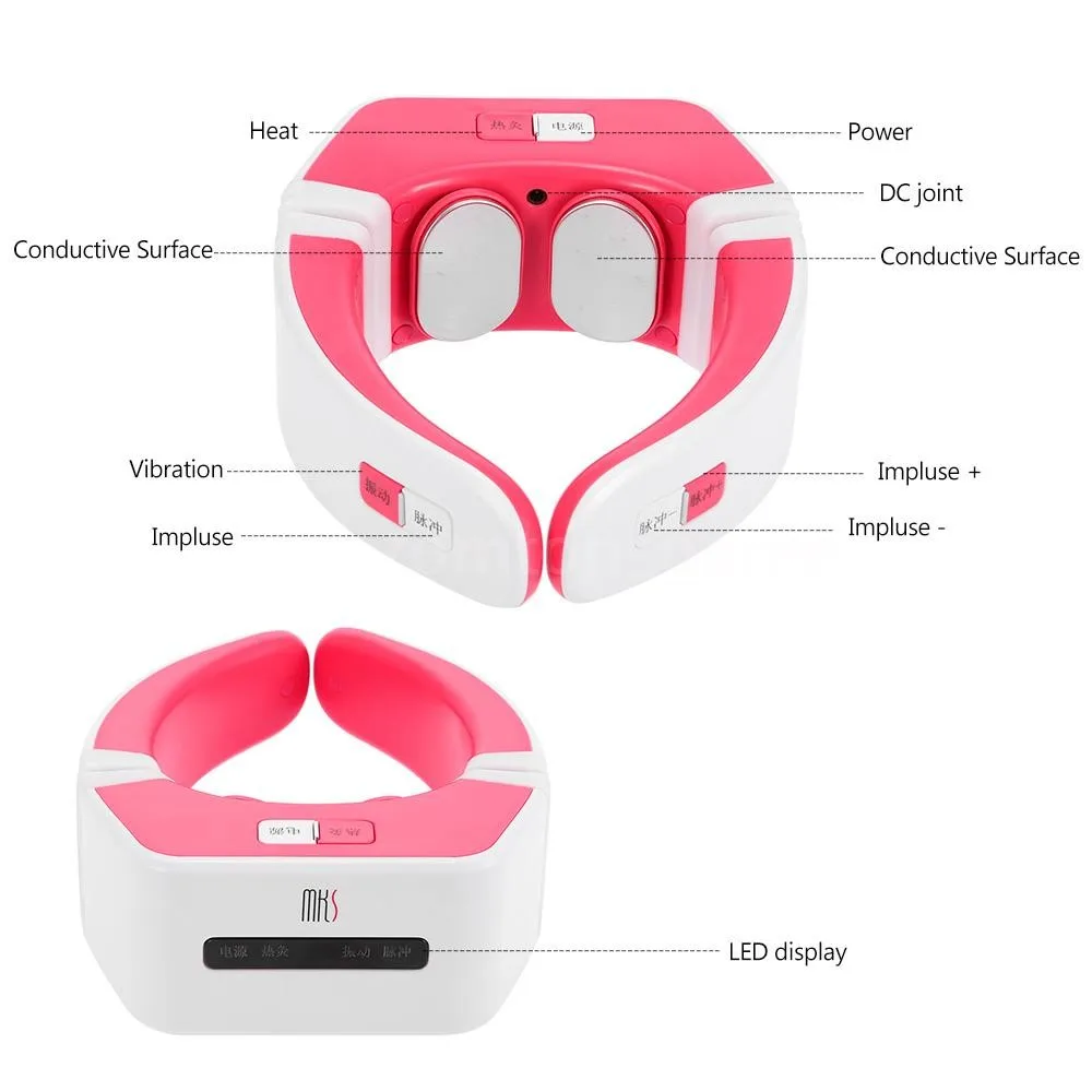 USB зарядка MKS Электрический массажер для шеи с подогревом спа беспроводной контроль уход за шеи Массаж Дальний инфракрасный с вибрацией Электрический импульсный