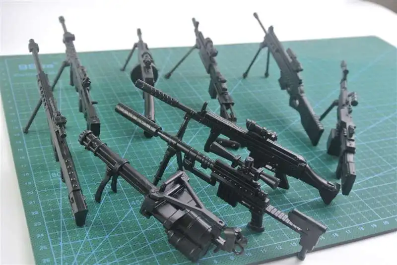 Модель пластикового пистолета, 1:8, сборная пулемётная пушка MG42 Barrett Gatlin, винтовка-автомат, Классическая сборка, строительные игрушки, 10 пушек