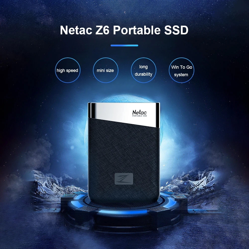 Netac Z6 SSD Мини Портативный внешний твердотельный накопитель 240 ГБ/480 ГБ/960 Гб опционально type-c USB3.1 для ноутбука Настольный супер скорость