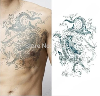 

3pcs large big dragon totem designs Temporary tattoo stickers Waterproof body paint tatoo 3d art drawings cool men free shipping