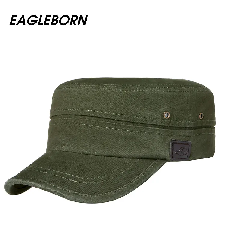 

Brand EAGLEBRN 2019 Cotton Unisex Men Women Flat Top Cap 100% Cotton Tactical cap Military Hats Classic Solid Color