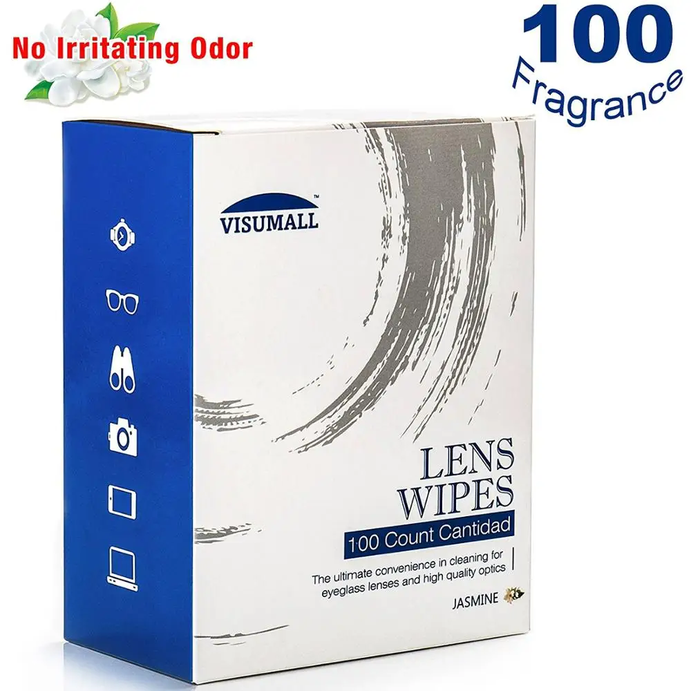 

VISUMALL 100 pcs Fragrance Formula microfiber mobile phone smartphone computer camera screen cleaner cleaning wipes JASMINE