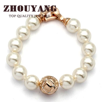 

Top Quality ZYH053 Imitation Pearl Rose Gold Color Bracelet Jewelry Austrian Crystals