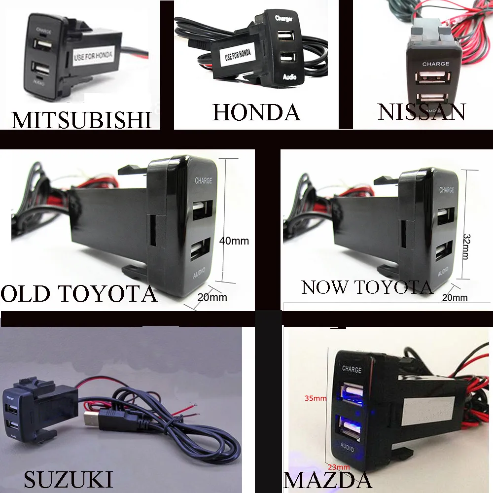 Для Nissan/Toyota/Honda/Mitsubishi/Mazda двойной usb-порт 5V 2.1A автомобиля Зарядное устройство