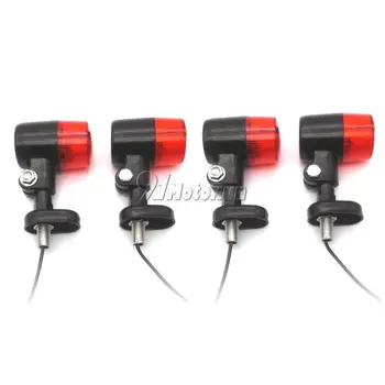 

4X Black 12V Yellow Motorcycle Turn Signals Blinker Indicator Lights Amber Lamp
