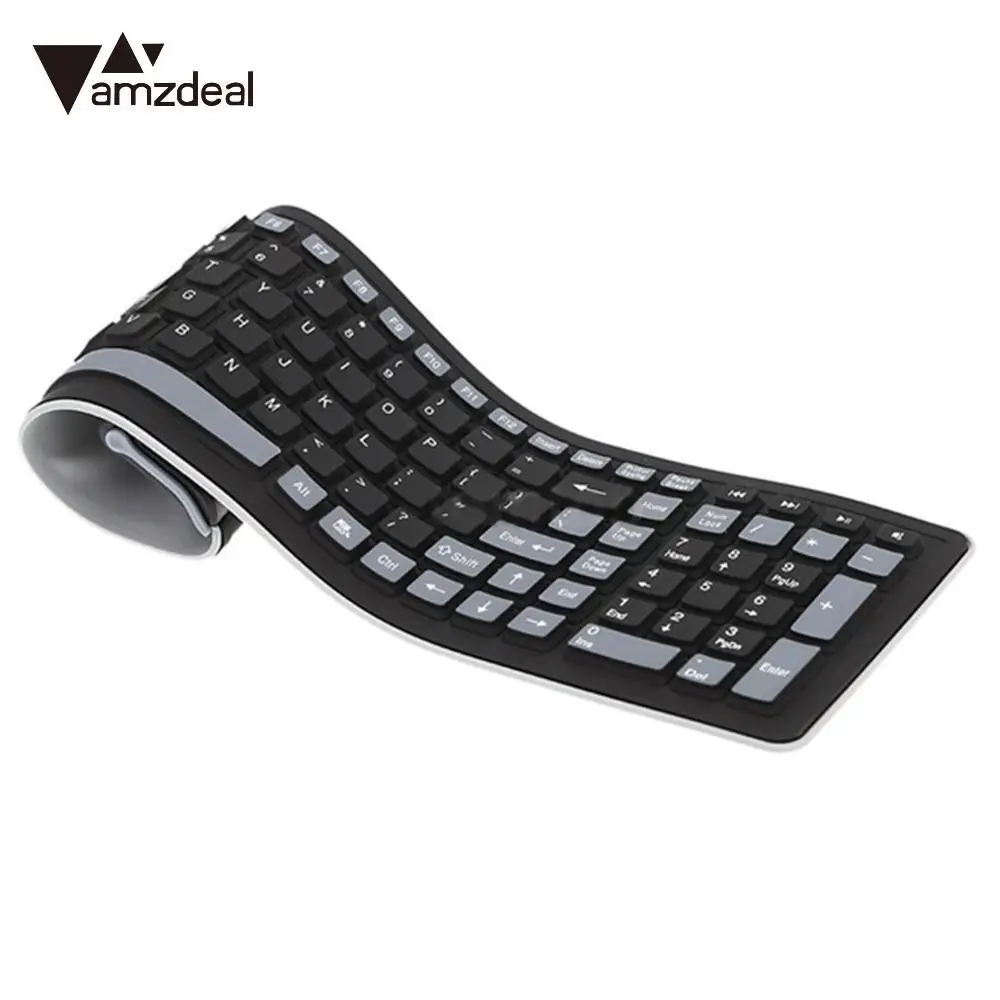 

amzdeal Mini Keyboard Wireless Foldable Computer Office Tablet Silicone Waterproof