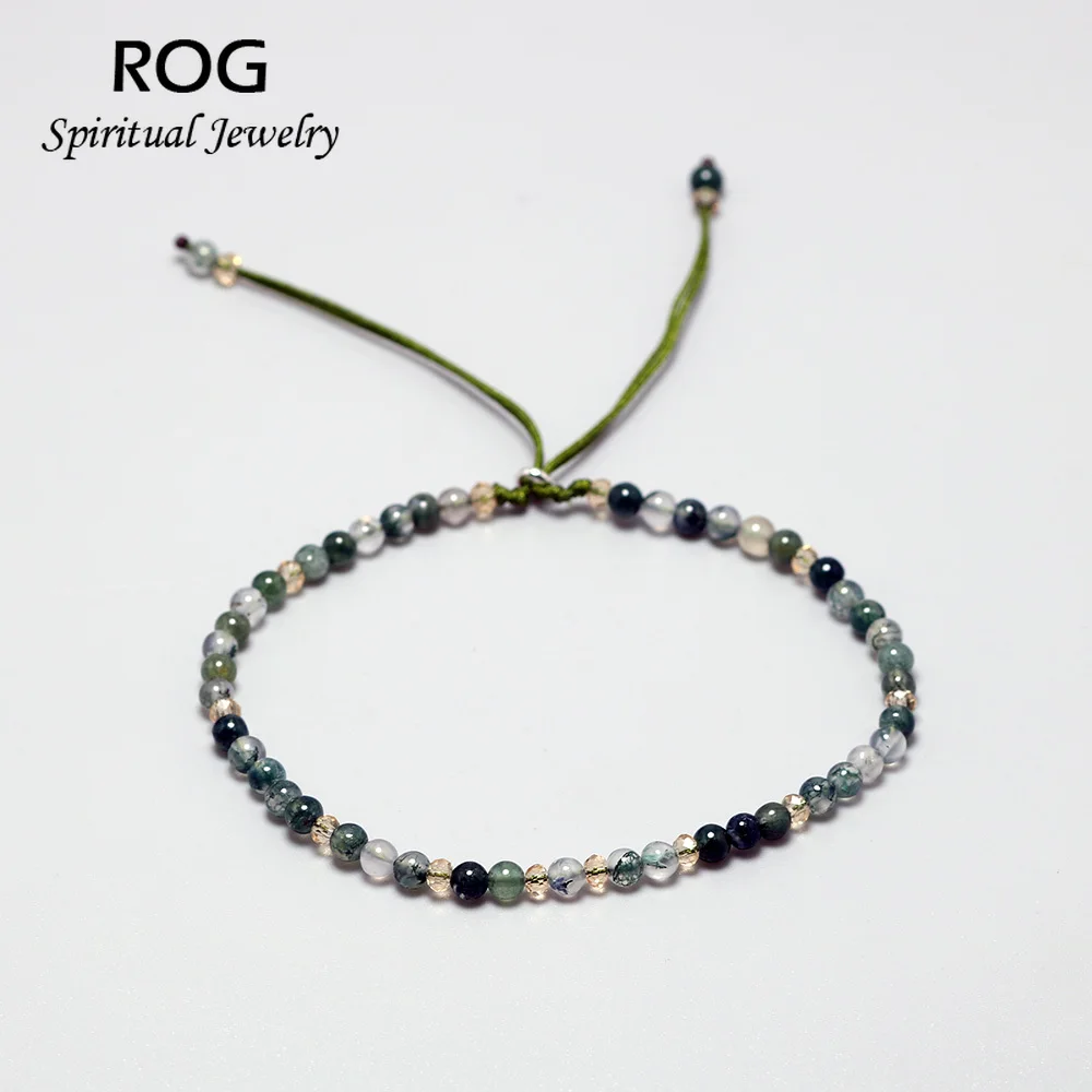 

Natural Stone Seaweed Onyx Beads Bracelet For Women 3mm Reiki Beads Bracelet 925 Silver Crystal DIY Handmade Jewelry