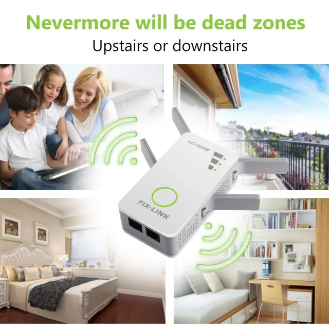 PIXLINK 1200Mbps Router wzmacniacz sygnału Wi-Fi wzmacniacz sygnału Repeater bezprzewodowy dwuzakresowy zasięg Wi-Fi 2.4/5GHz obsługa trybu WISP 2
