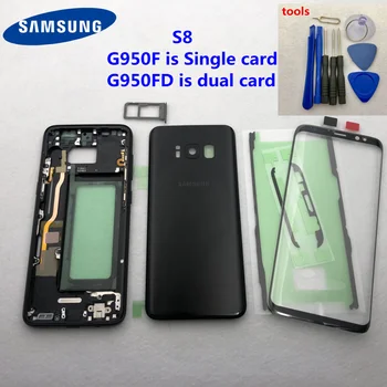 

Original S8 Full Housing Case Glass Rear Battery Door Case Middle Frame Front Glass Lens For Samsung Galaxy S8 G950 G950F G950FD