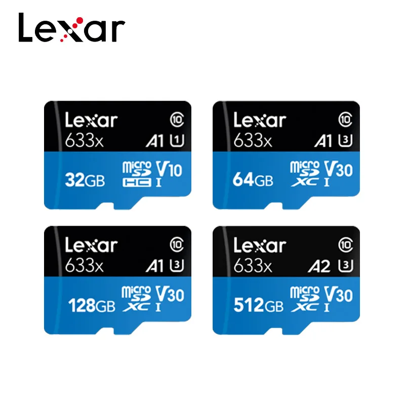 Lexar 633x Micro SD карта, 32 ГБ, A1 Class 10 Скорость чтения Скорость 95 МБ/с. UHS-I слот для карт памяти 64 ГБ 128 ГБ 256 V30 A1 U3 TF карты