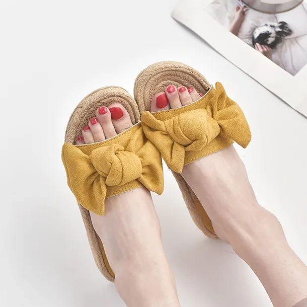 

Girls Slippers Bowknot Adult Summer Shoes Bow Solid Color Lady Pink Slippers Outdoor Beach Shoes Woman Sweet Slippers Anti-slip