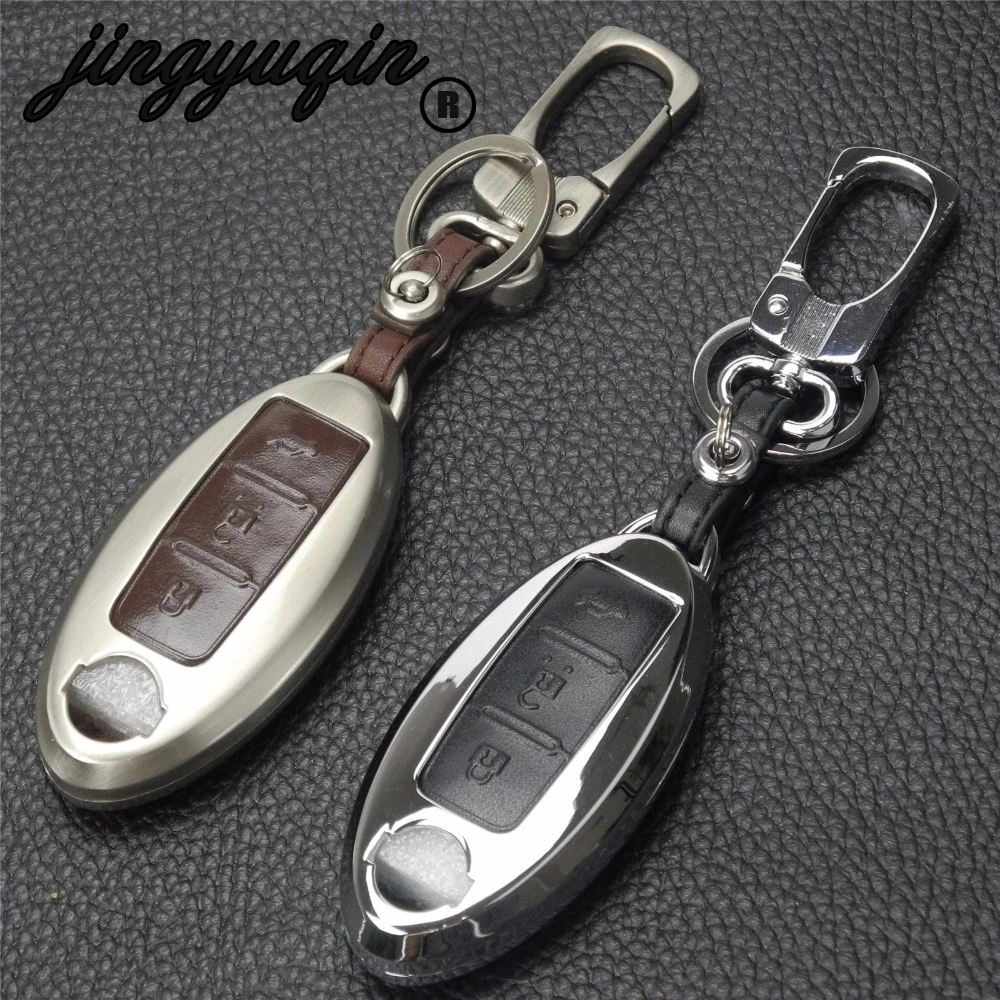 jingyuqin Zinc Alloy+Leather Car Key Cover Case shell For Nissan Teana