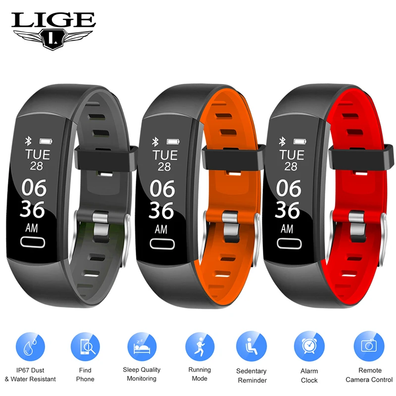

LIGE 2019 New Smart Band Blood Pressure Monitor Smart Bracelet Heart Rate Fitness Tracker Watch Pedometer Sport Smart Wristband