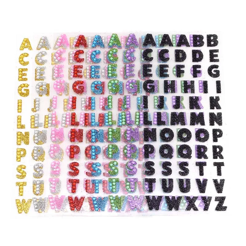 1 Sheet Glitter Alphabet Letter RhinestonesStickers Self Adhesive Gold/silver Words Stick On Scrapbooking DIY Handmade Book Deco