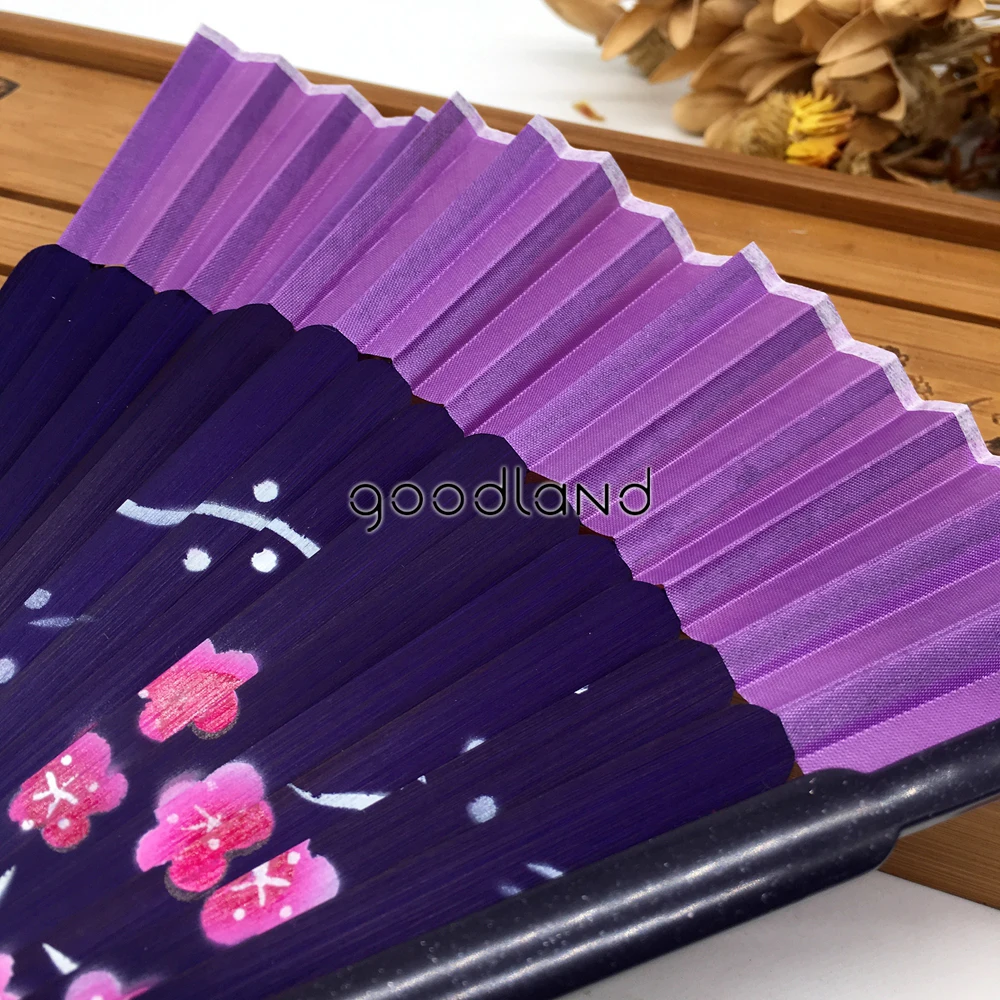 1 шт случайный цвет закрученный Шелковый Чехол Фиолетовый Бамбук Ребра ручной вентилятор Рождественский крафт подарок Decoracion