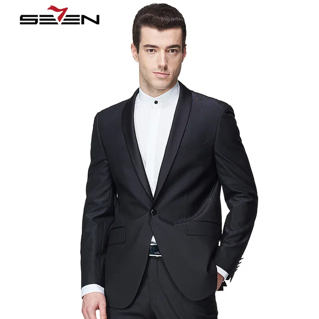 Seven7 High Quality Custom Made Mens Black Suit Jacket For Wedding