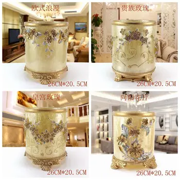 

2016 Banheiro Home Living Room Trash Simple And Luxurious Bathroom With No Cover Retro European American Style Storage Bucket