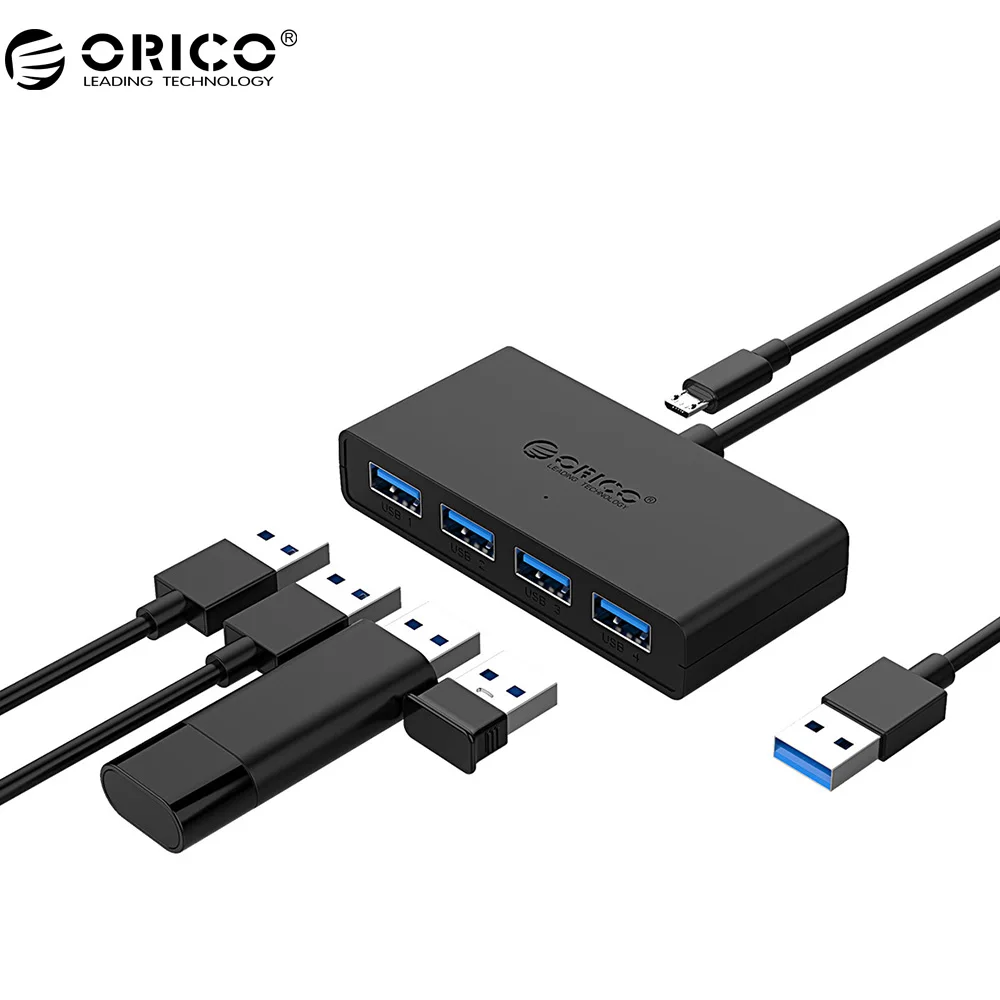 ORICO Mini USB 3.0 HUB 4 Port Power Supply OTG with Micro USB Power ...