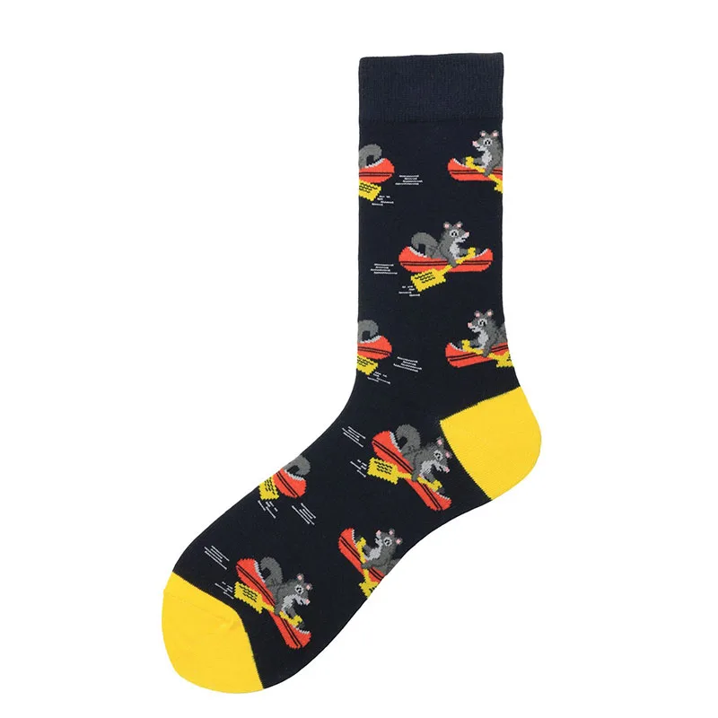 Забавные мужские носки в стиле хип-хоп, Модные Разноцветные Веселые носки в уличном стиле, креативные Милые Носки с рисунком собаки Харадзюку, лебедя, белки - Цвет: 6