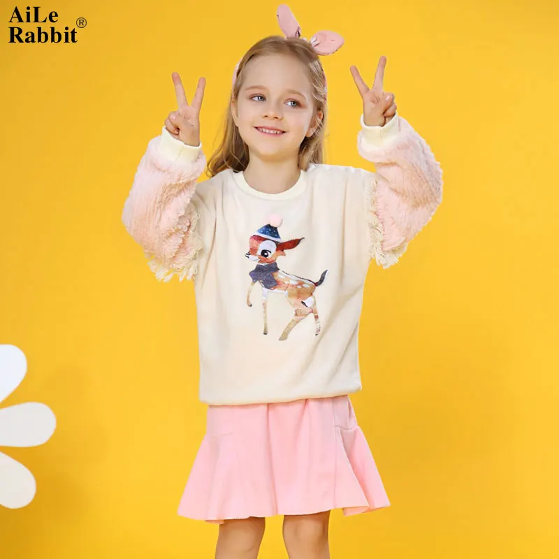 AiLe Rabbit/Новинка 2018 года костюмы для девочек детская одежда рубашка с длинными