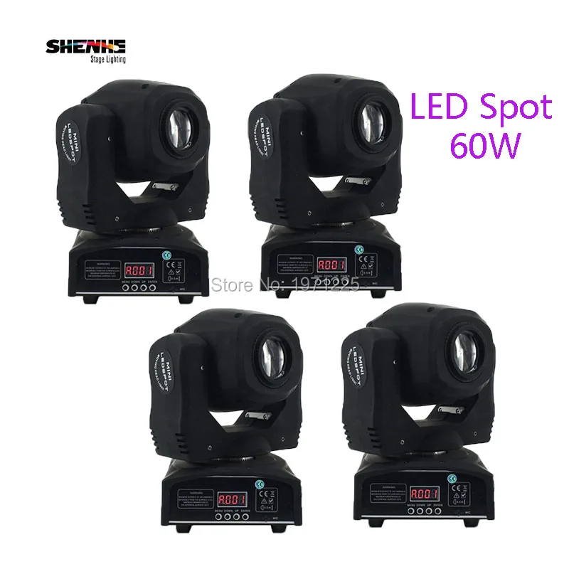 (4pcs) Led DJ Spot Light 60W Led Spot Moving Head Light Led Color/Gobo Wheel built in DMX 9/11 Channels 60W Mini Led Moving Head