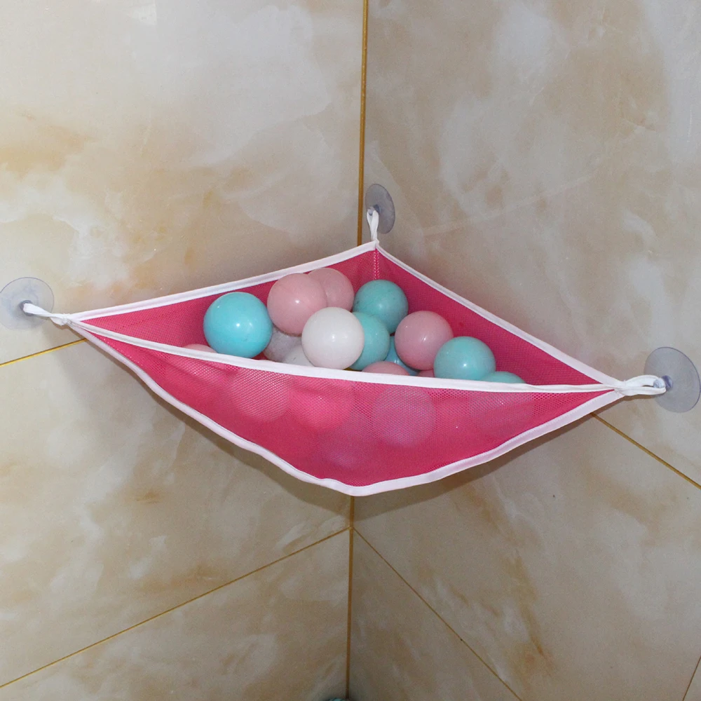 Home bathroom corner storage bag Baby Shower Bath Toys Mesh drain bag children's toy Suction Cups Net Bag Organizer