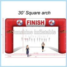 30 'стоящая Высококачественная надувная линия финиша Арка С d-кольцами, чтобы прикрепить баннеры для спорта на открытом воздухе