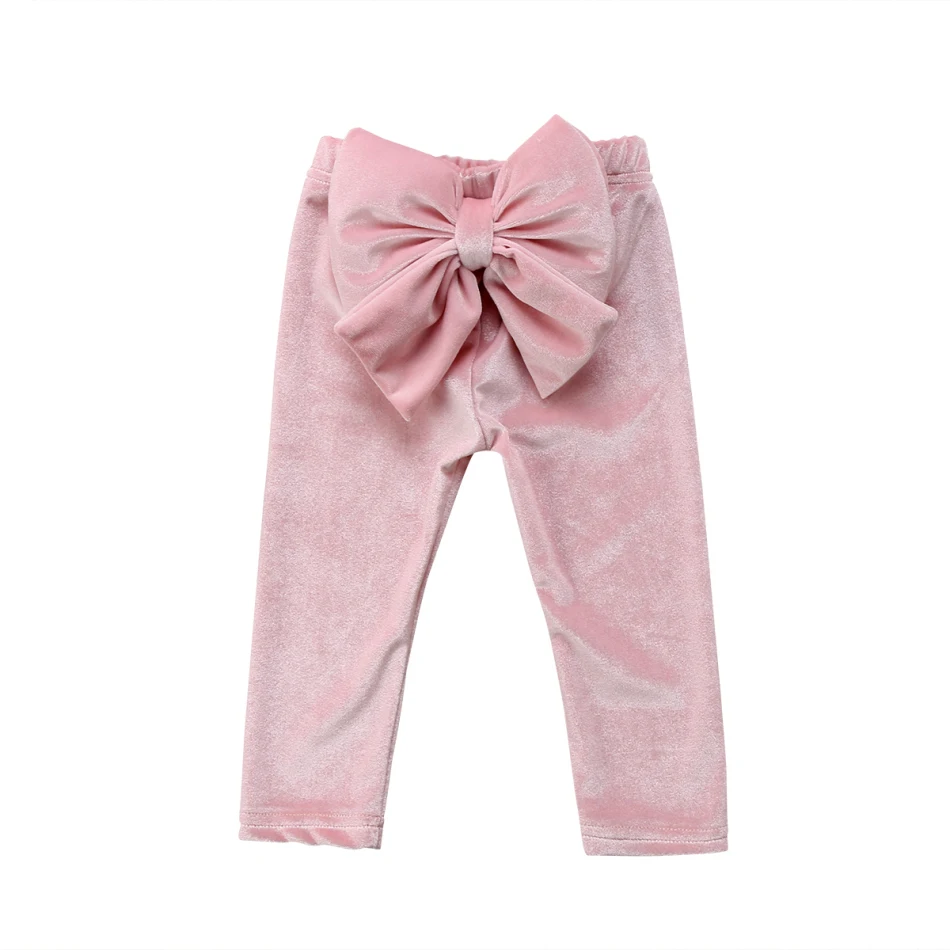 Детские бархатные штаны принцессы с бантом для маленьких девочек; леггинсы; брюки; От 6 месяцев до 5 лет