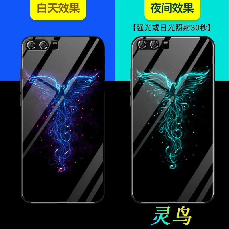 

Phone Case For Huawei Honor 9 9i V9 8 Pro 9 10 Lite View 10 6X Play Case Luminous Glow Tempered Glass Back Cover Phone Bag Capa