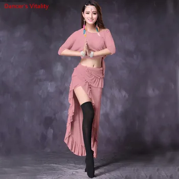 

Sexy Model Women Belly Dancing Practice Costume 2 piece Set (Top +hip Skirt) 2018 New Belly Dance Competition Practice Clothes