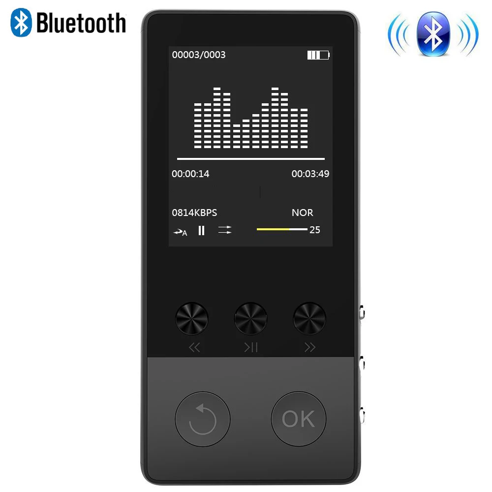

2018 Bluetooth4.0 MP3 Player 1.8 inch TFT Screen MP3 Music Player with Voice Recorder, Pedometer, Video, FM Radio Audio Player
