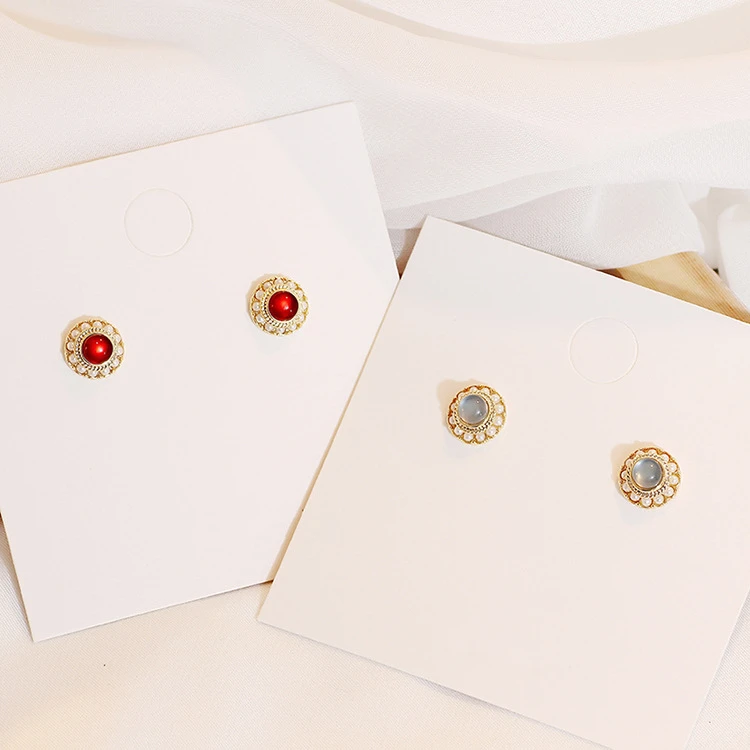 AOMU-2019-Korean-Japan-Sweet-Metal-Gold-Pearl-Crystal-Stone-Beads-Geometric-Round-Circle-Small-Stud