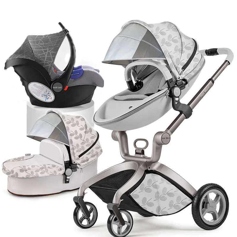 Горячая мама детская коляска высокий пейзаж может сидеть или лежать пневматические колеса переносная тележка 3 в 1 складной прогулочный светильник - Цвет: 4
