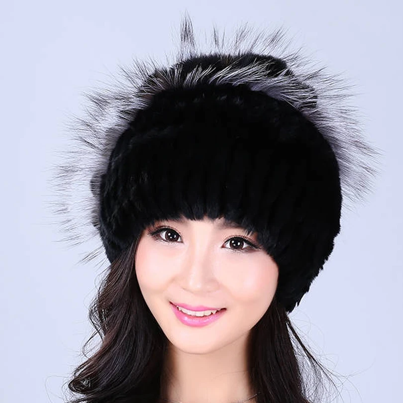 Womens Winter Hats Russian Hat With Natural Real Fur Female Rabbit Fur 