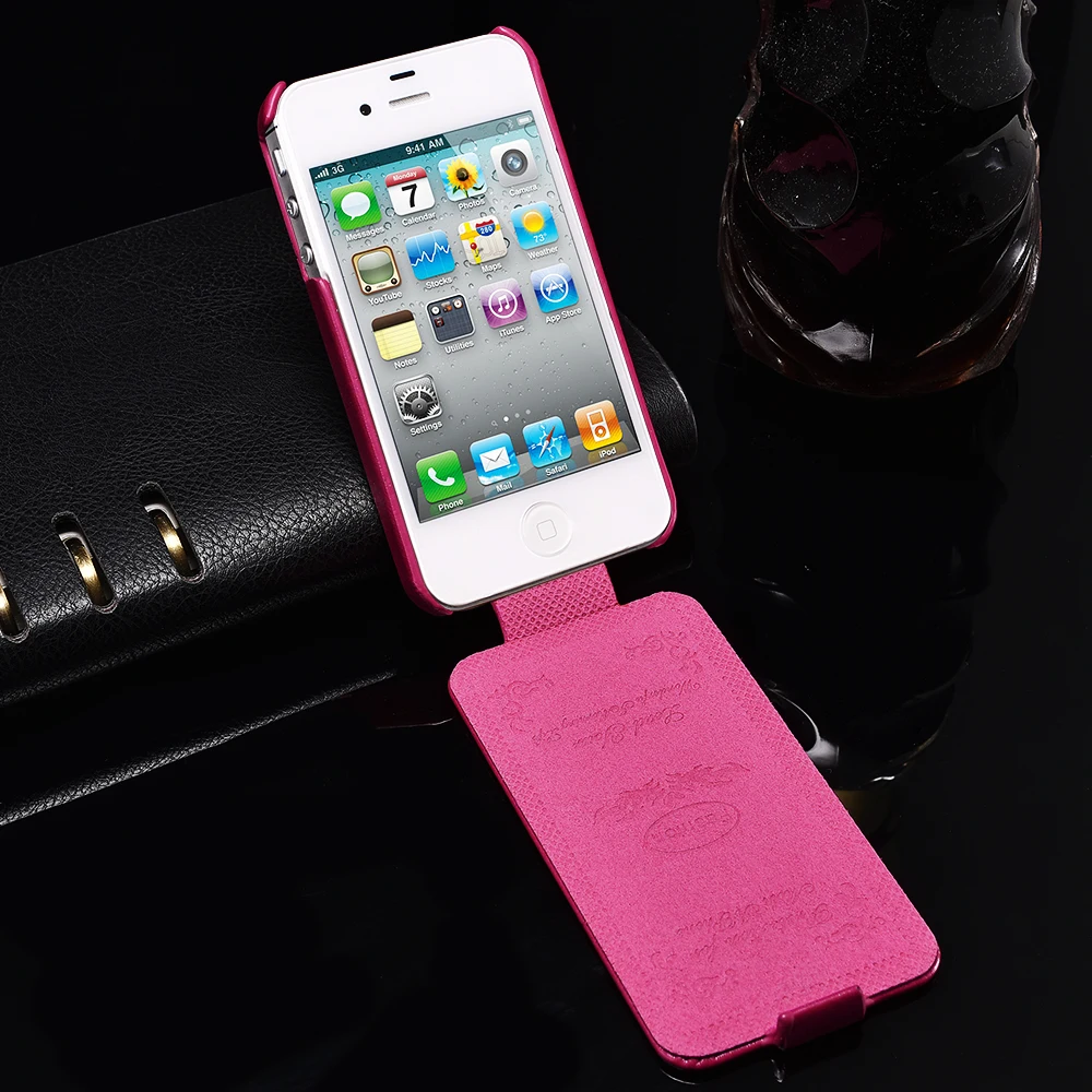 Роскошный ретро флип кейс из искусственной кожи для iPhone 4 4s роскошная задняя