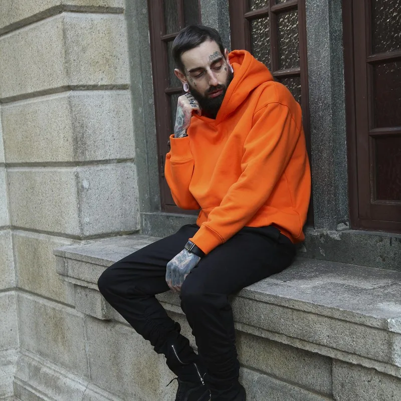 

USA SIZE Fashion Color Hooides Men's Thick Clothes Winter Sweatshirts Men Hip Hop Streetwear Solid Fleece Hoody Man Clothing