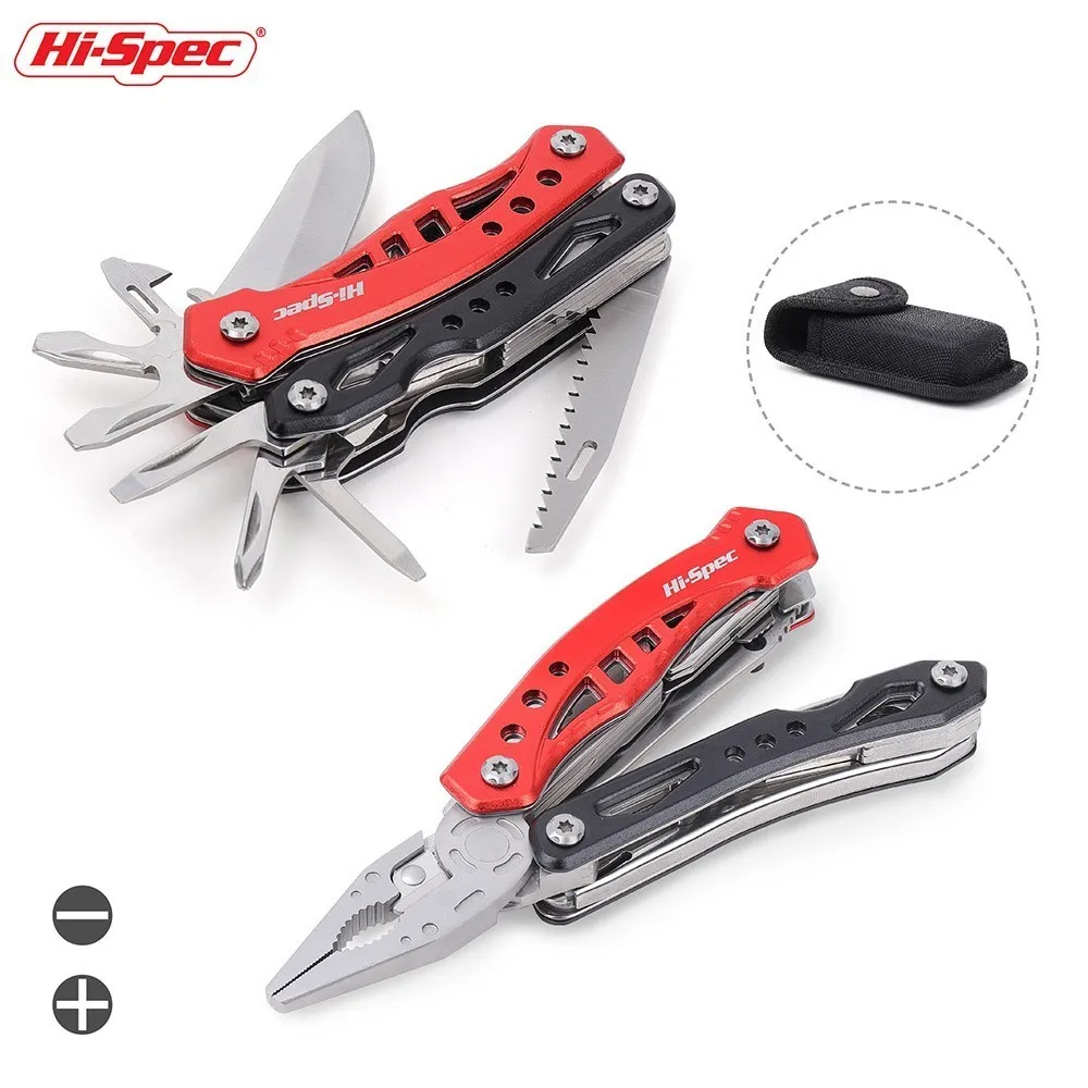 

HI-Spec Multitool Pliers Outdoor Pocket Knife Screwdriver Set Folding Multi Tool Portable Pliers Hand Tools With Pouch