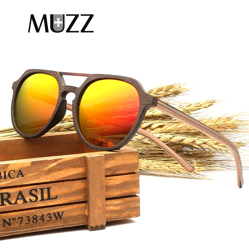 MUZZ новые мужские деревянные стимпанк Солнцезащитные очки деревянные поляризованные солнцезащитные очки ретро мужские и женские роскошные деревянные солнечные очки ручной работы