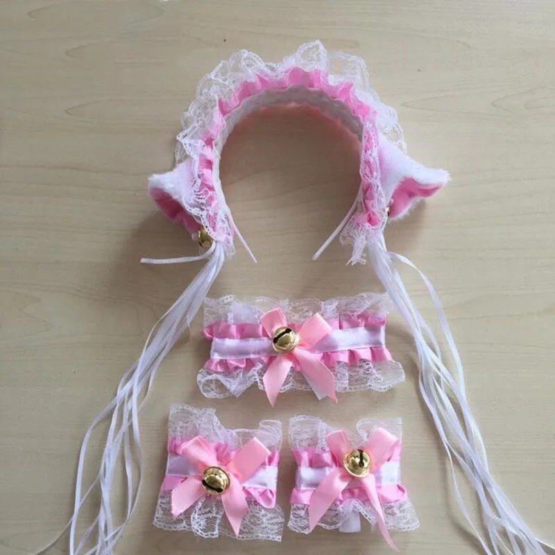 

Women Lady Cat Girls Lace Tassels Ear Headband Housekeeper Waitress Maid Dressing Set Anime Cosplay Costume Accessories