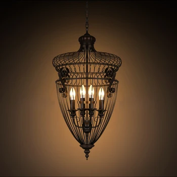 

American iron cage loft retro style Cafe 1st Industrial staircase candle package mail Pendant Lights lo81213