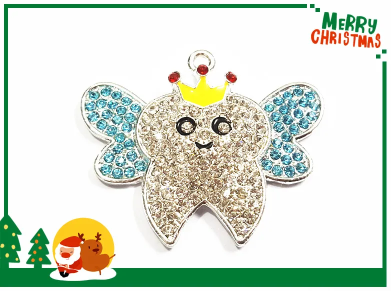 

Newest! 46MM*35MM 10pcs/lot Tooth Fairy Rhinestone Pendants