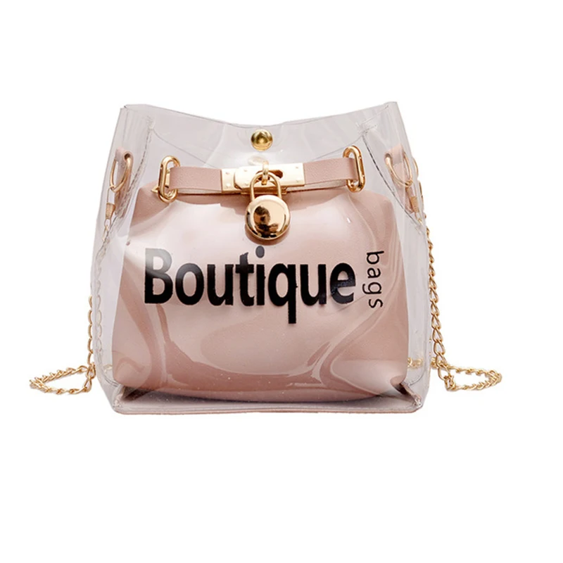 

Candy Bags Ladies Luxury Bags Plastic Totes PVC Transparent Handbag Letter Crossbody Shoulder Bags Women Bucket Jelly Beach Bag