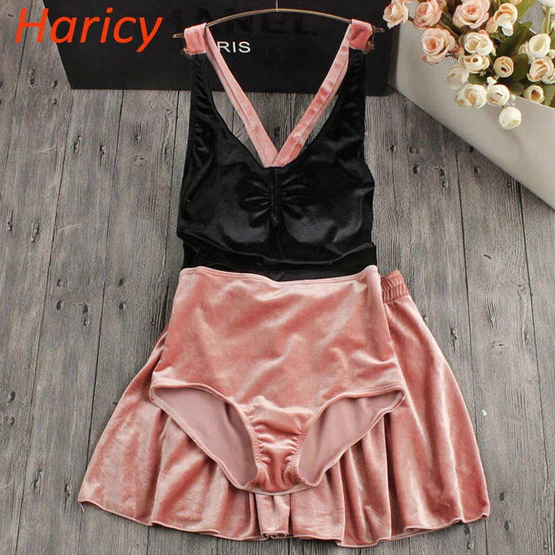 

2019 Women Swimsuit Patchwork Push Up Skirted Bathing Suit Padded One Piece Strappy Bangdage Beach Dress Sexy Ladies Swimwear