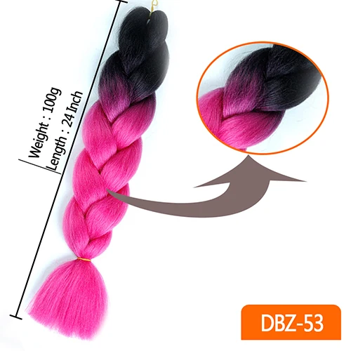 WTB 80 цветов синтетический Омбре красочное крупное плетение волос 100 г/упак. 24 дюйма цветные вязанные волосы - Цвет: #24