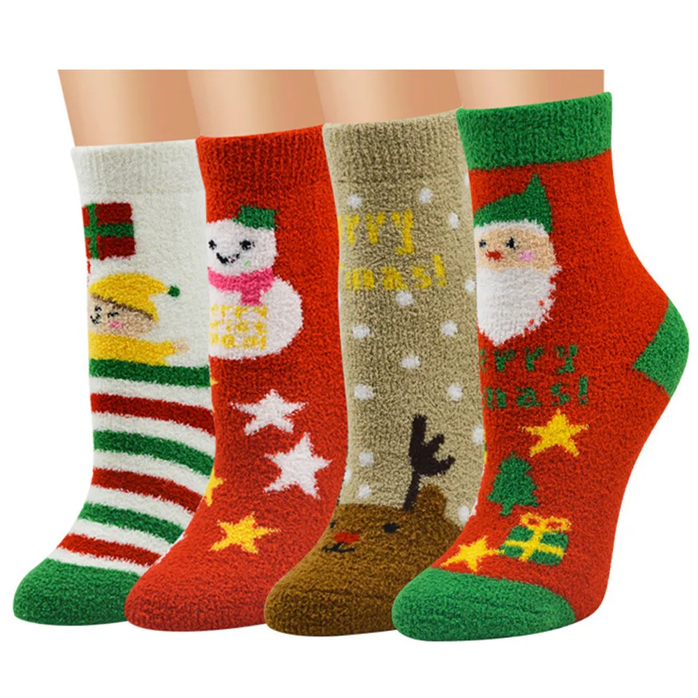 New Unisex Christmas Socks Casual Soft Breathable Warm Coral Velvet