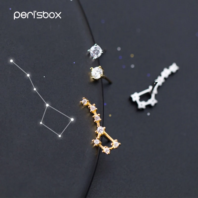 

Peri'sbox 925 Sterling Silver Constellation Stud Earrings Sparkly Zirconia Real Silver Star Earring Big Dipper Ear Climber Sweep