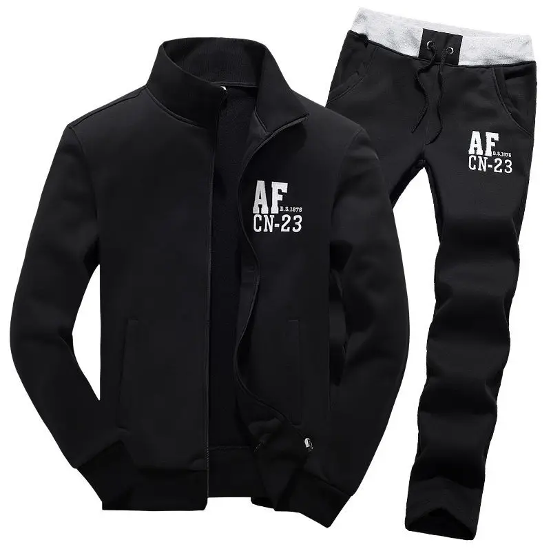 

letter printed pattern men's solid zipper cotton tracksuit sportswear fleece sweatshirt autumn winter casual outfit