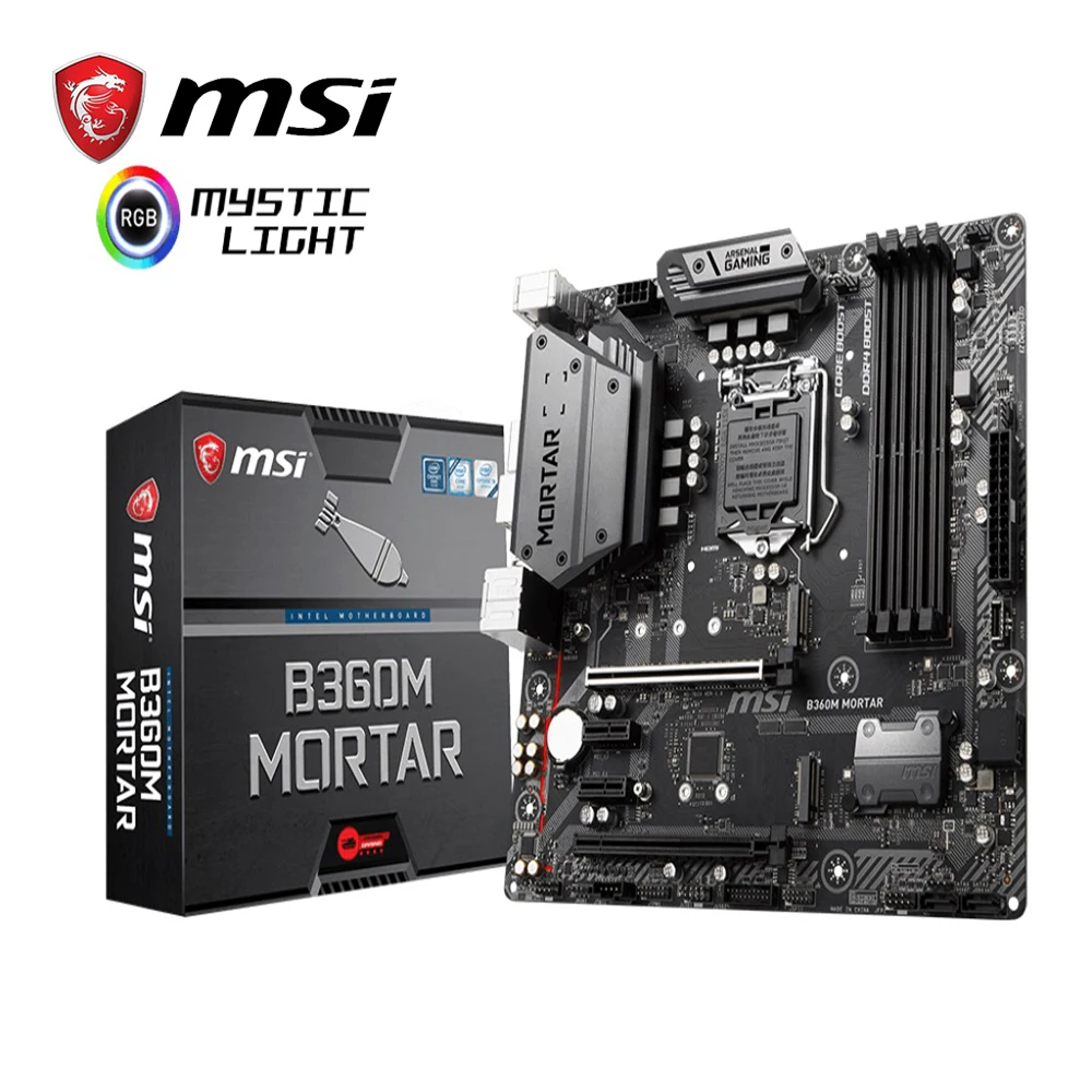 Материнская плата MSI B360M Ступка B360 LGA 1151 DDR4 4 DIMM слота PCI-E GEN3 USB 3,1 M.2 SATA3 HDMI DVI CROSSFIRE M-ATX материнская плата